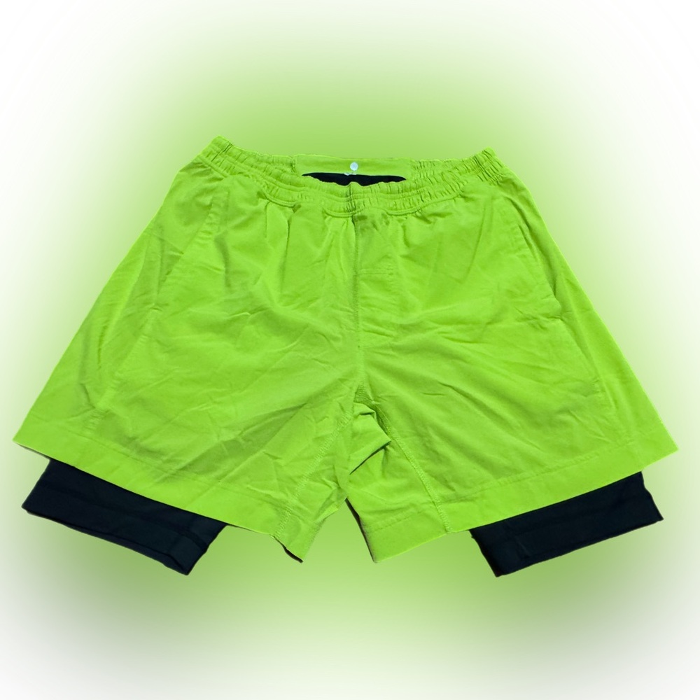 lululemon athletica Lime Green and Black Men Shorts